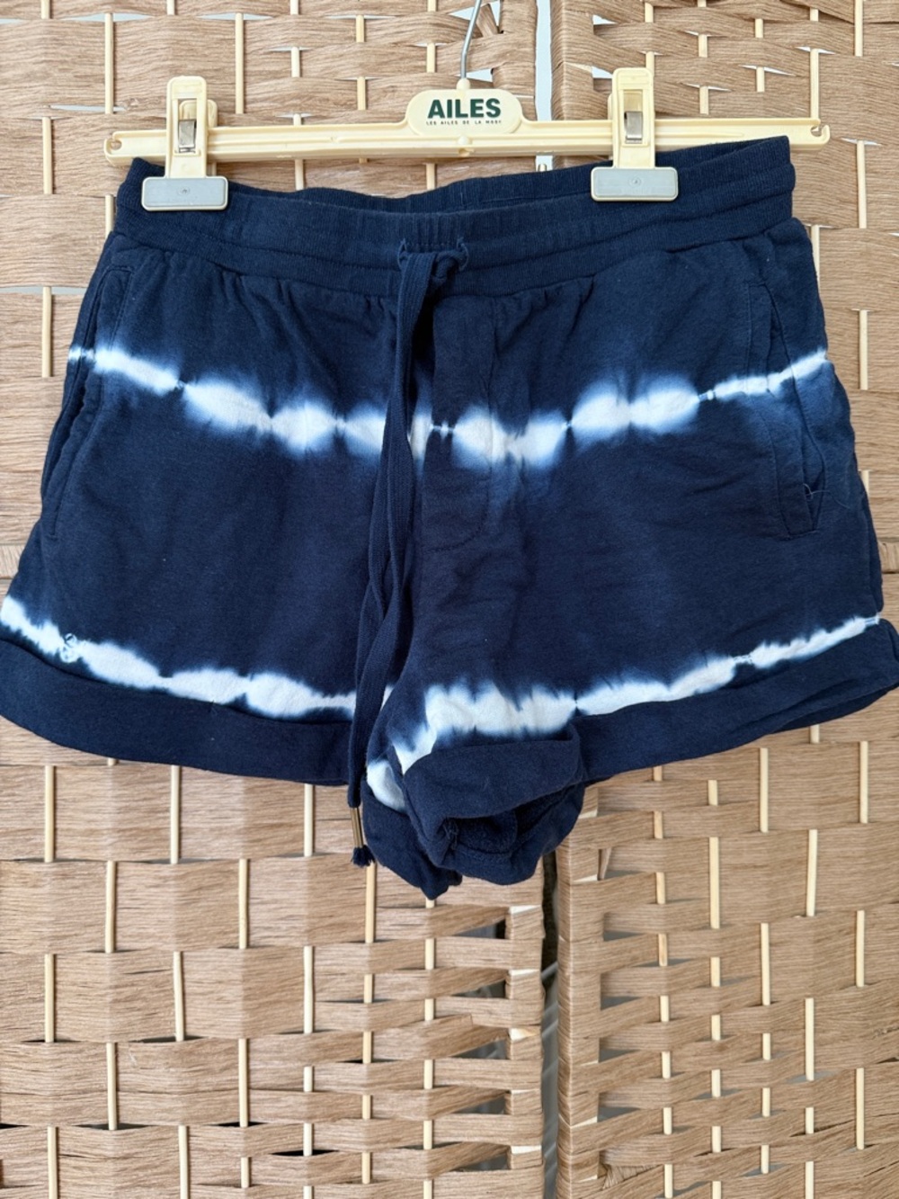 Size S young Fabulous and BrokeTie-Dye Drawstring Women's Shorts - Navy/White